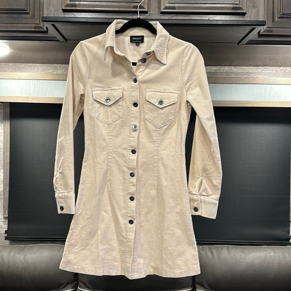 Bardot corduroy cream colored dress size small never worn.